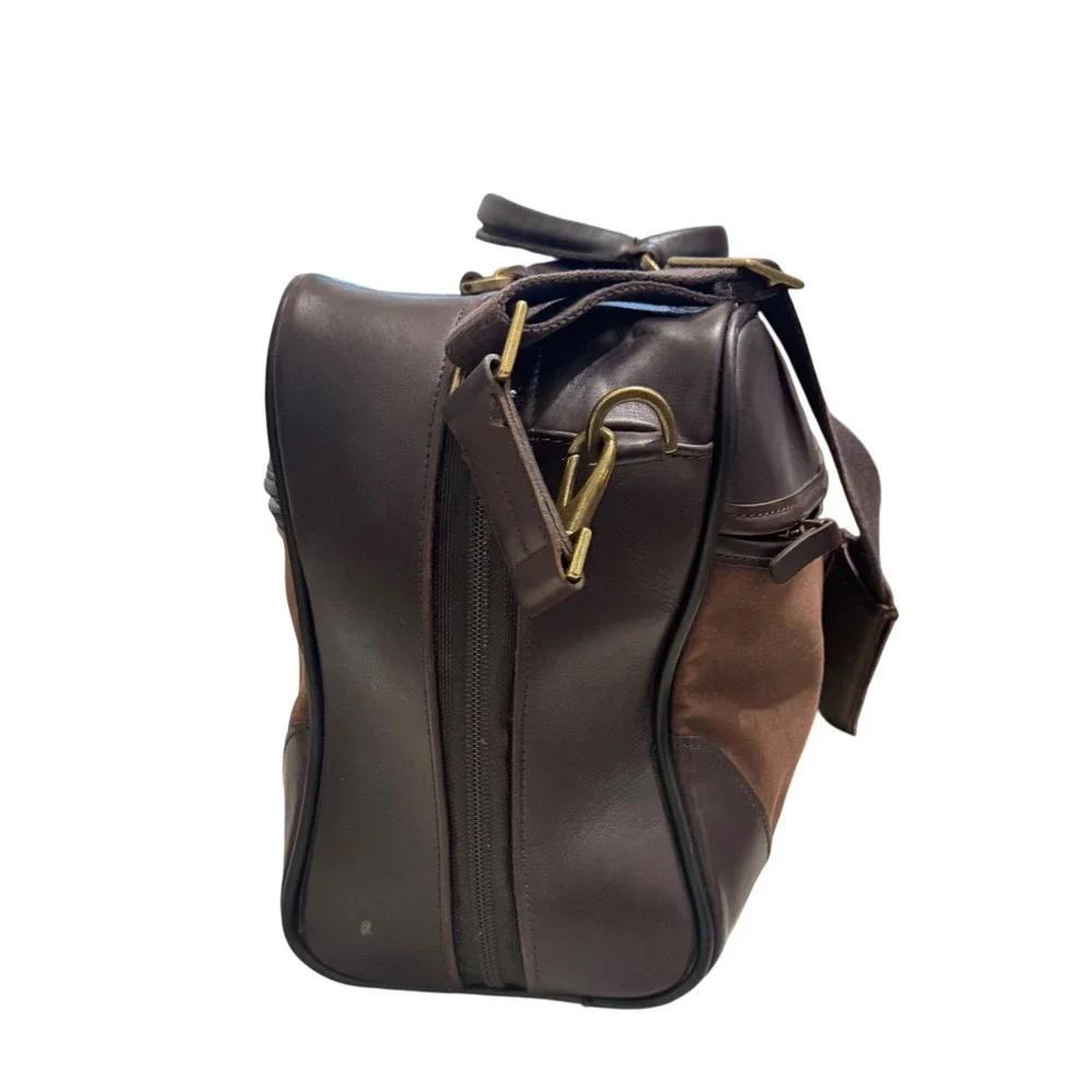 Hartmann‎ Vintage Suitcase Duffle Brown Luxe Collection Leather Canvas Plaid